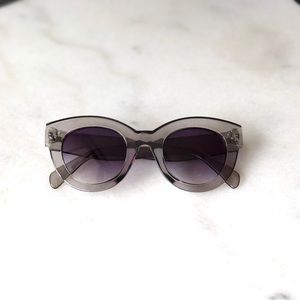 Designer fashion womens gray cat eye sunglasses